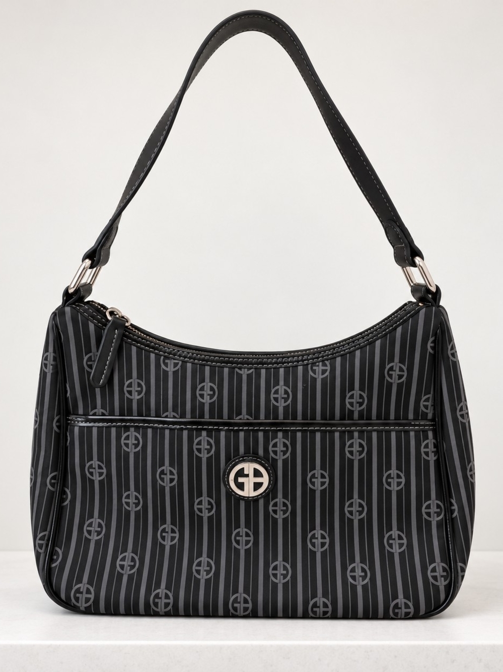 Black Logo-Print Shoulder Bag